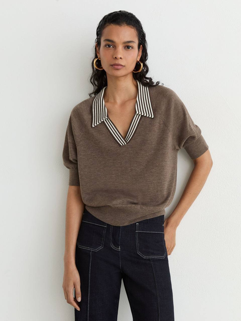 RS Neva Wool Open-Collar Short-Sleeve Polo Shirt