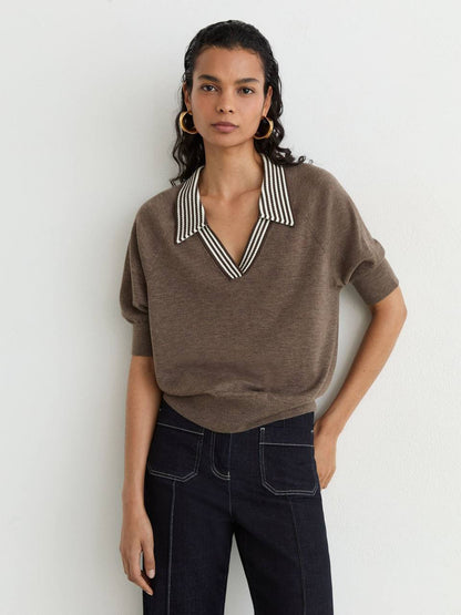 RS Neva Wool Open-Collar Short-Sleeve Polo Shirt