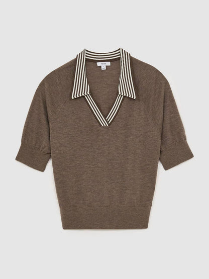 RS Neva Wool Open-Collar Short-Sleeve Polo Shirt