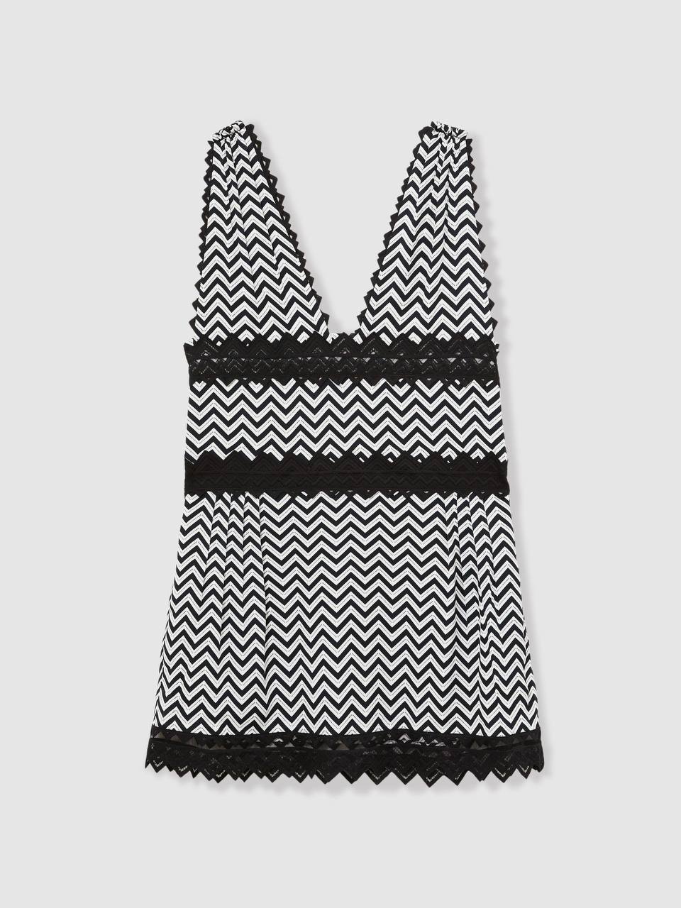 RS Sophia Zig-Zag Print Lace-Trim Mini Dress