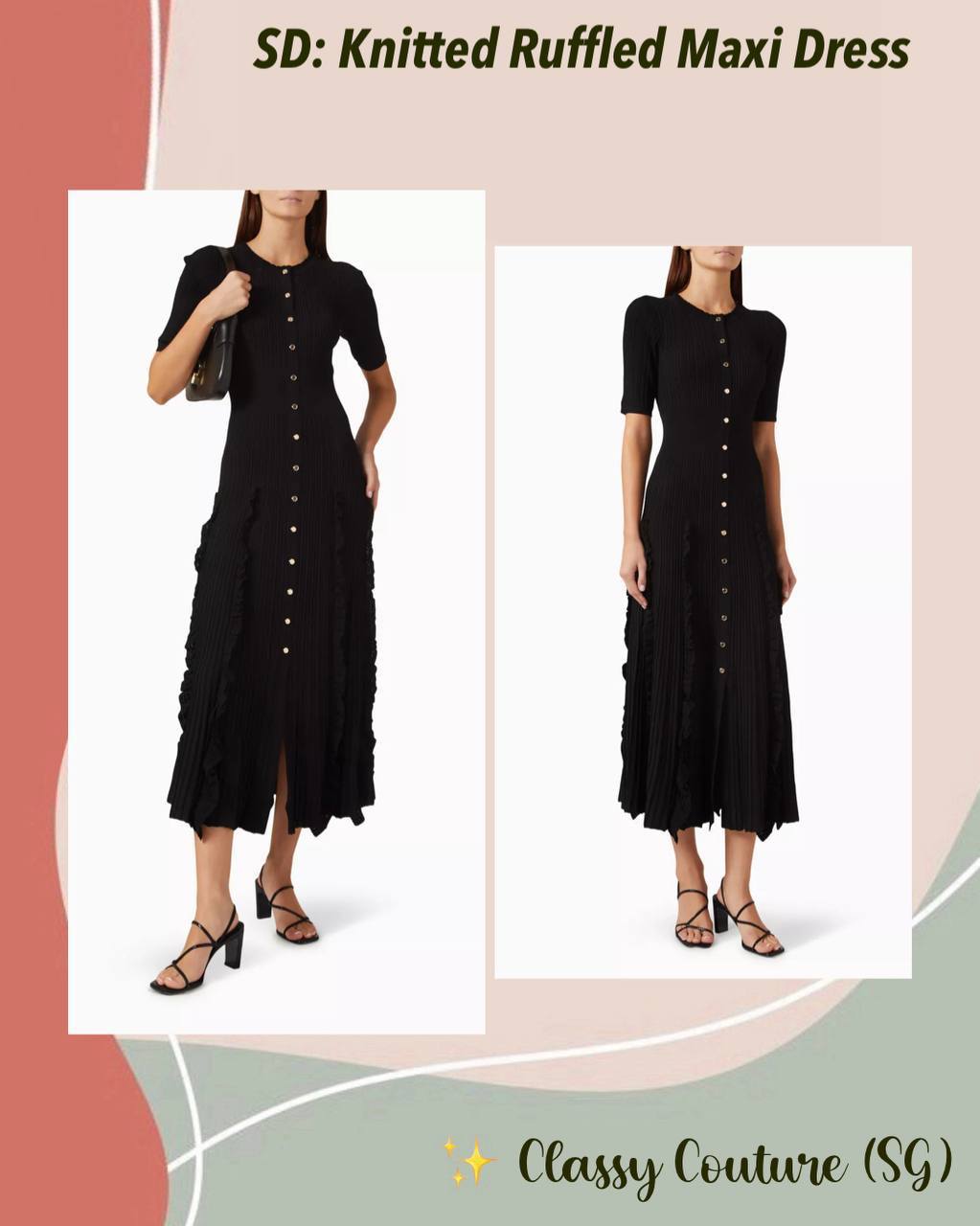 SD Knitted Ruffled Maxi Dress