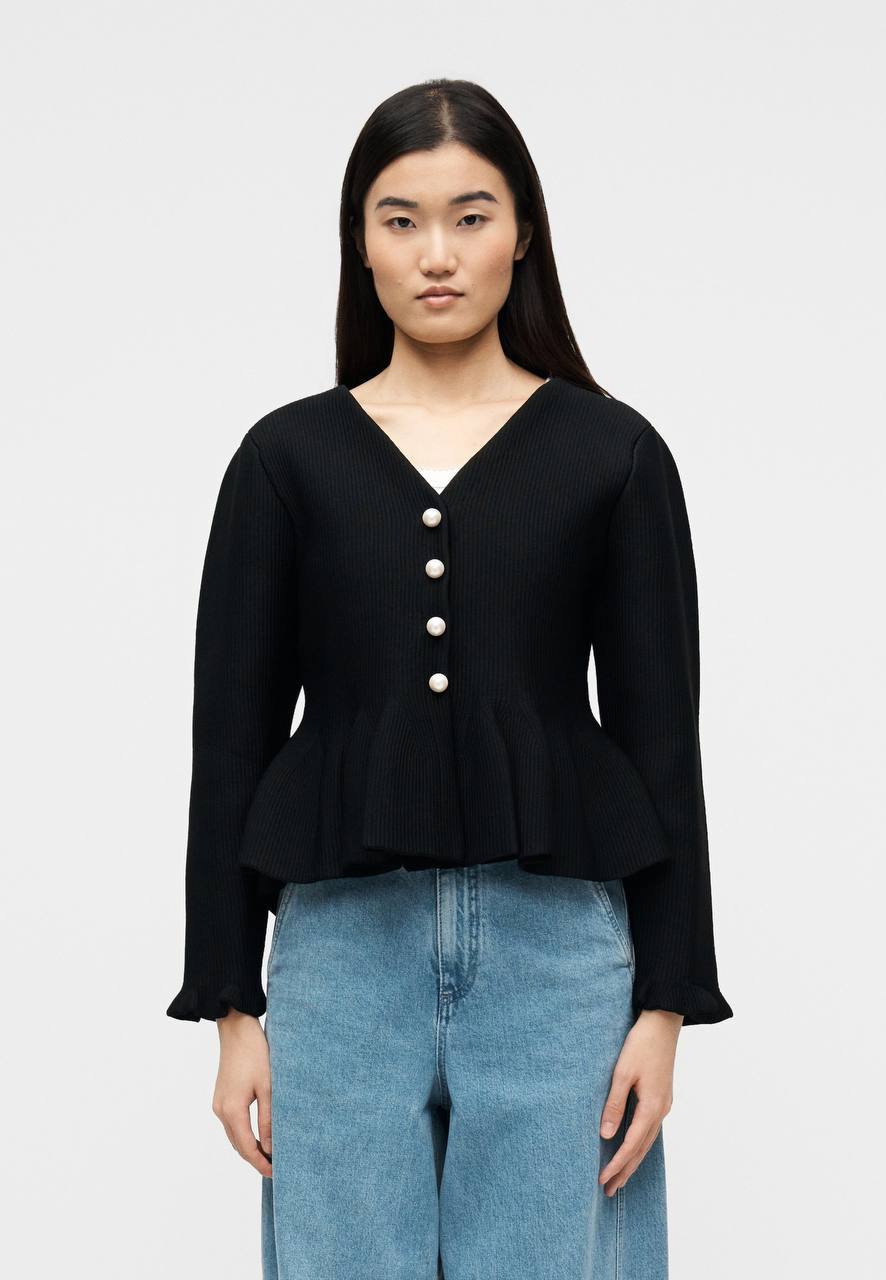 SD Peplum Pearl Buttoned Cardigan