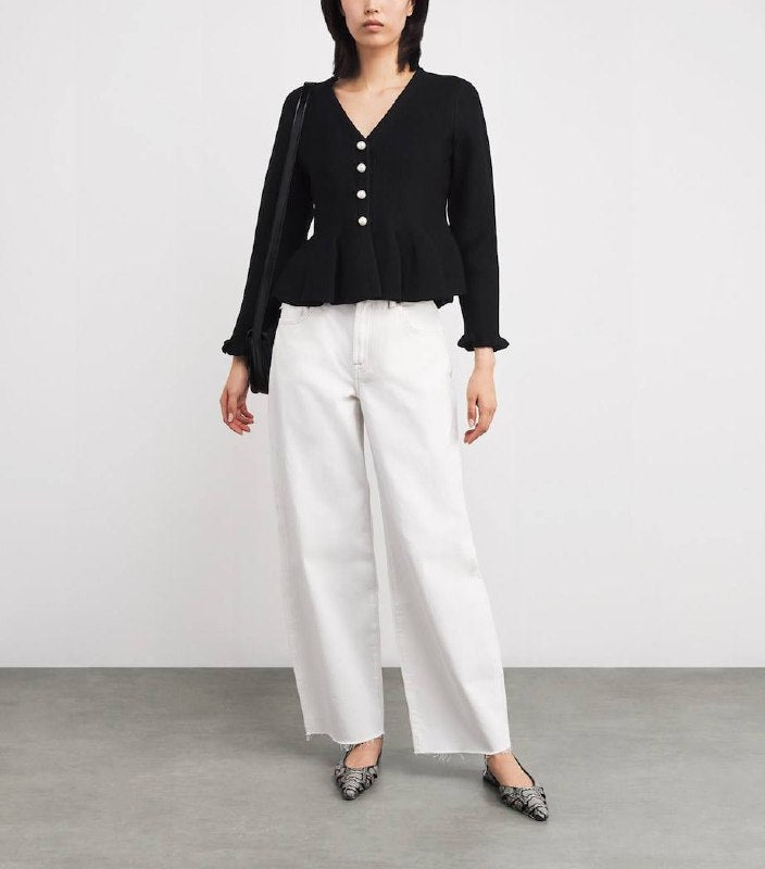 SD Peplum Pearl Buttoned Cardigan