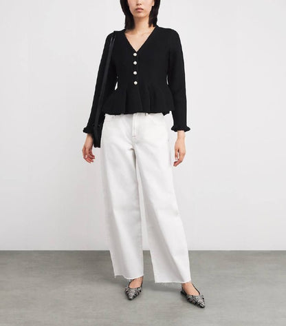 SD Peplum Pearl Buttoned Cardigan