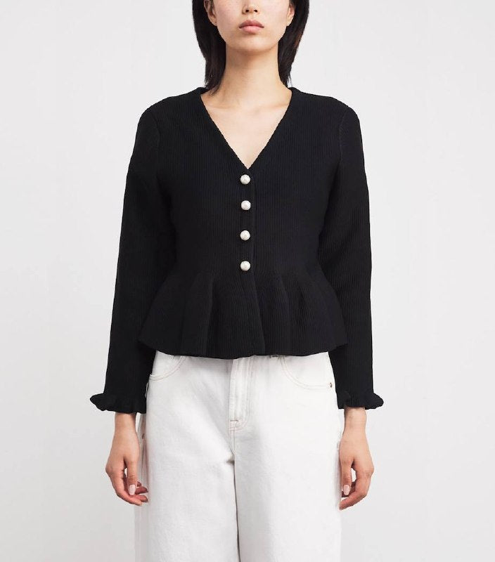 SD Peplum Pearl Buttoned Cardigan