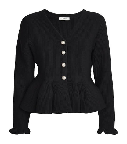 SD Peplum Pearl Buttoned Cardigan