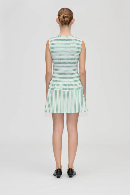 SG Green Smocked Stripe Dress + Blouse