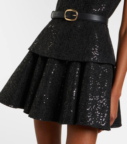 SP Black Sequin Dress with Lace Collar
