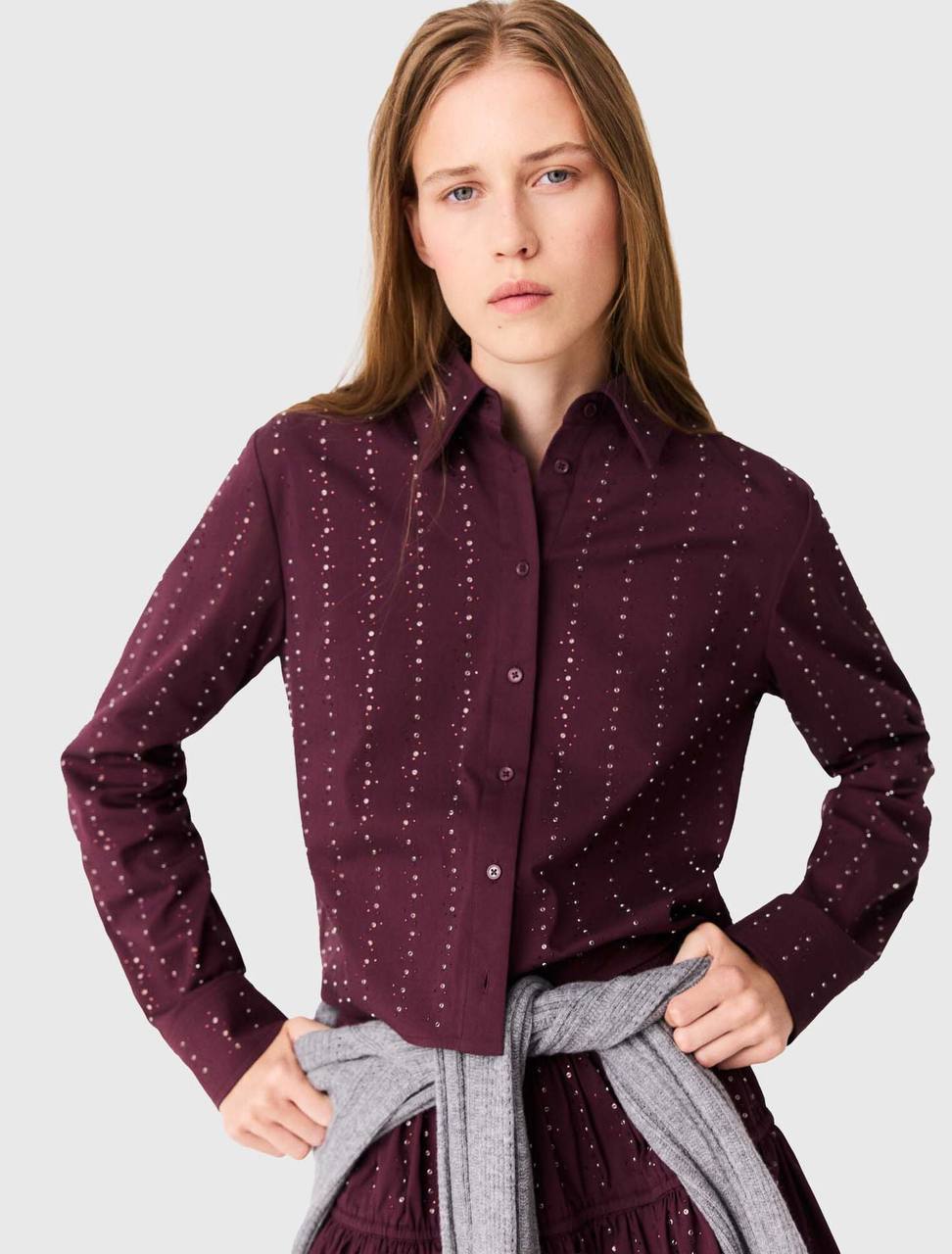 MJ Rhinestone Cropped Shirt | Short Skirt