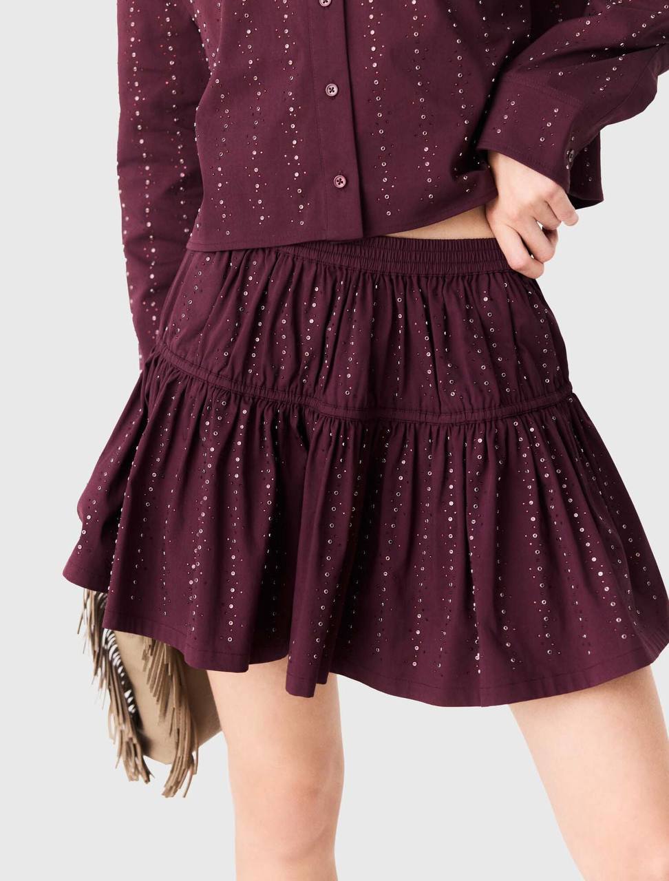 MJ Rhinestone Cropped Shirt | Short Skirt