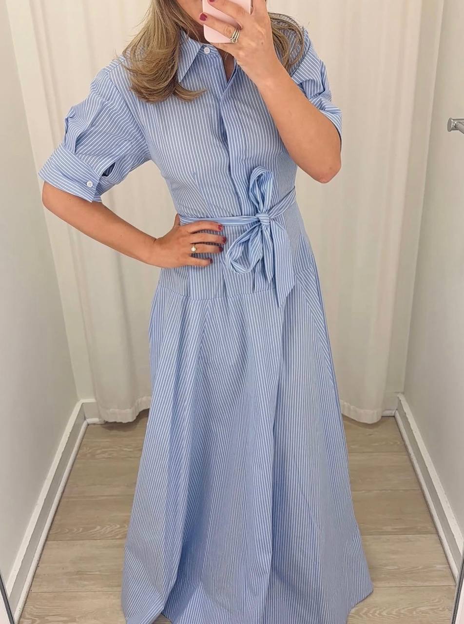 SK Truman Striped Cotton Shirtdress