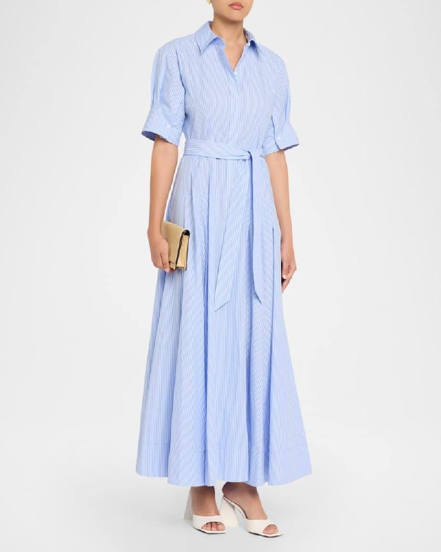 SK Truman Striped Cotton Shirtdress
