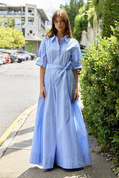 SK Truman Striped Cotton Shirtdress