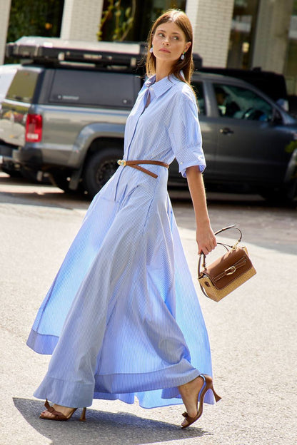 SK Truman Striped Cotton Shirtdress