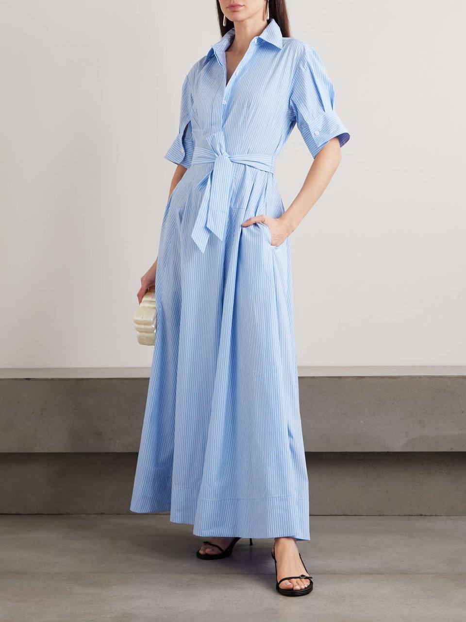 SK Truman Striped Cotton Shirtdress
