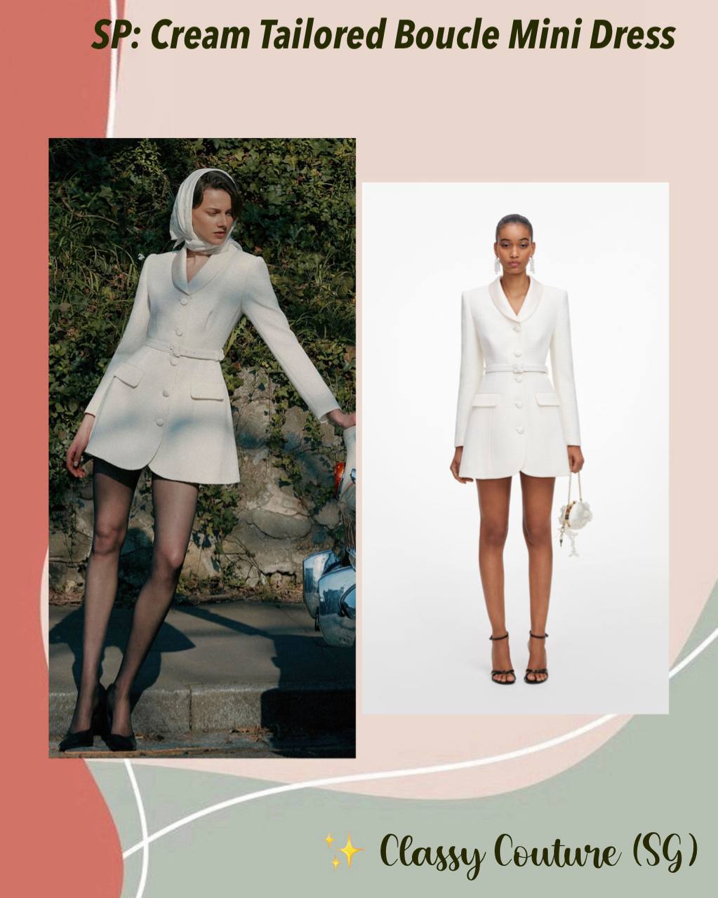 SP Cream Tailored Boucle Mini Dress
