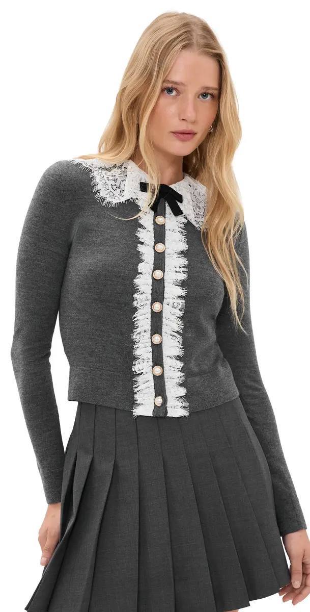 SP Grey Wool Lace-Collar Cardigan