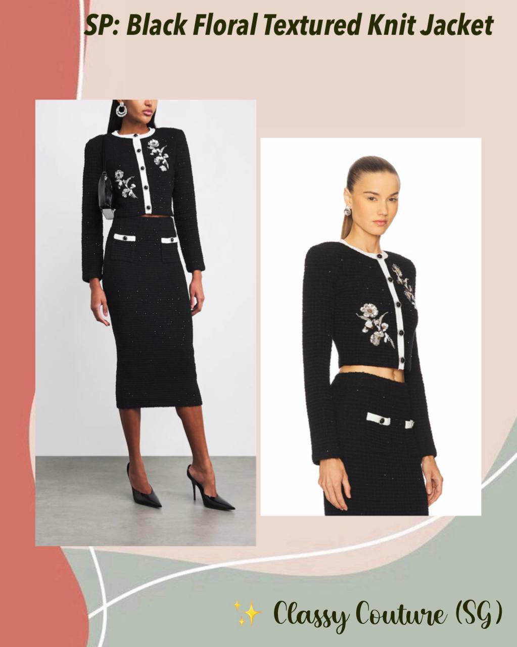 SP Black Floral Textured Knit Set