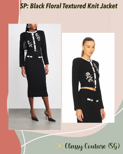SP Black Floral Textured Knit Set