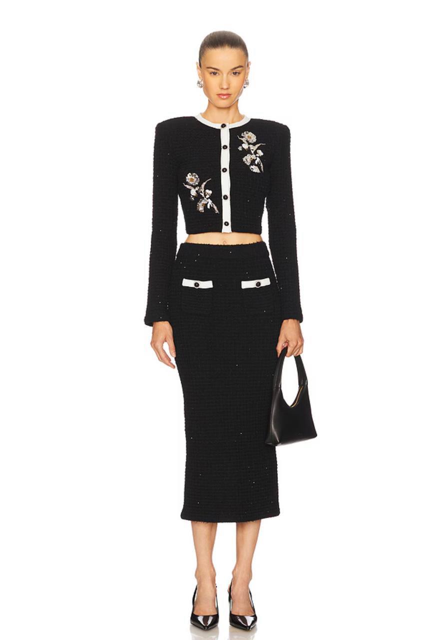 SP Black Floral Textured Knit Set