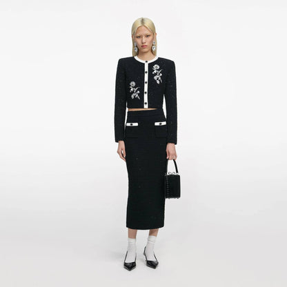 SP Black Floral Textured Knit Set