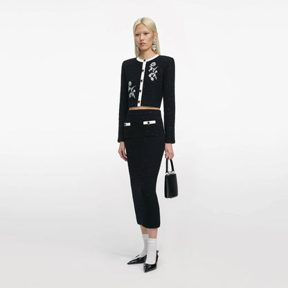SP Black Floral Textured Knit Set