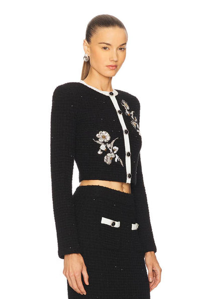 SP Black Floral Textured Knit Set