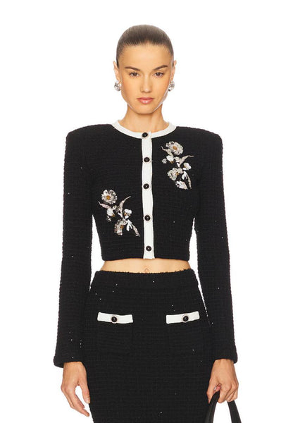 SP Black Floral Textured Knit Set