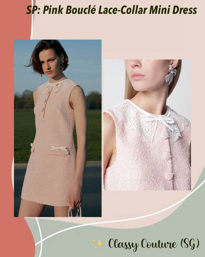SP Pink Boucle Lace-Collar Mini Dress