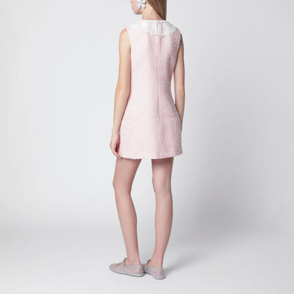 SP Pink Boucle Lace-Collar Mini Dress
