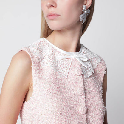 SP Pink Boucle Lace-Collar Mini Dress