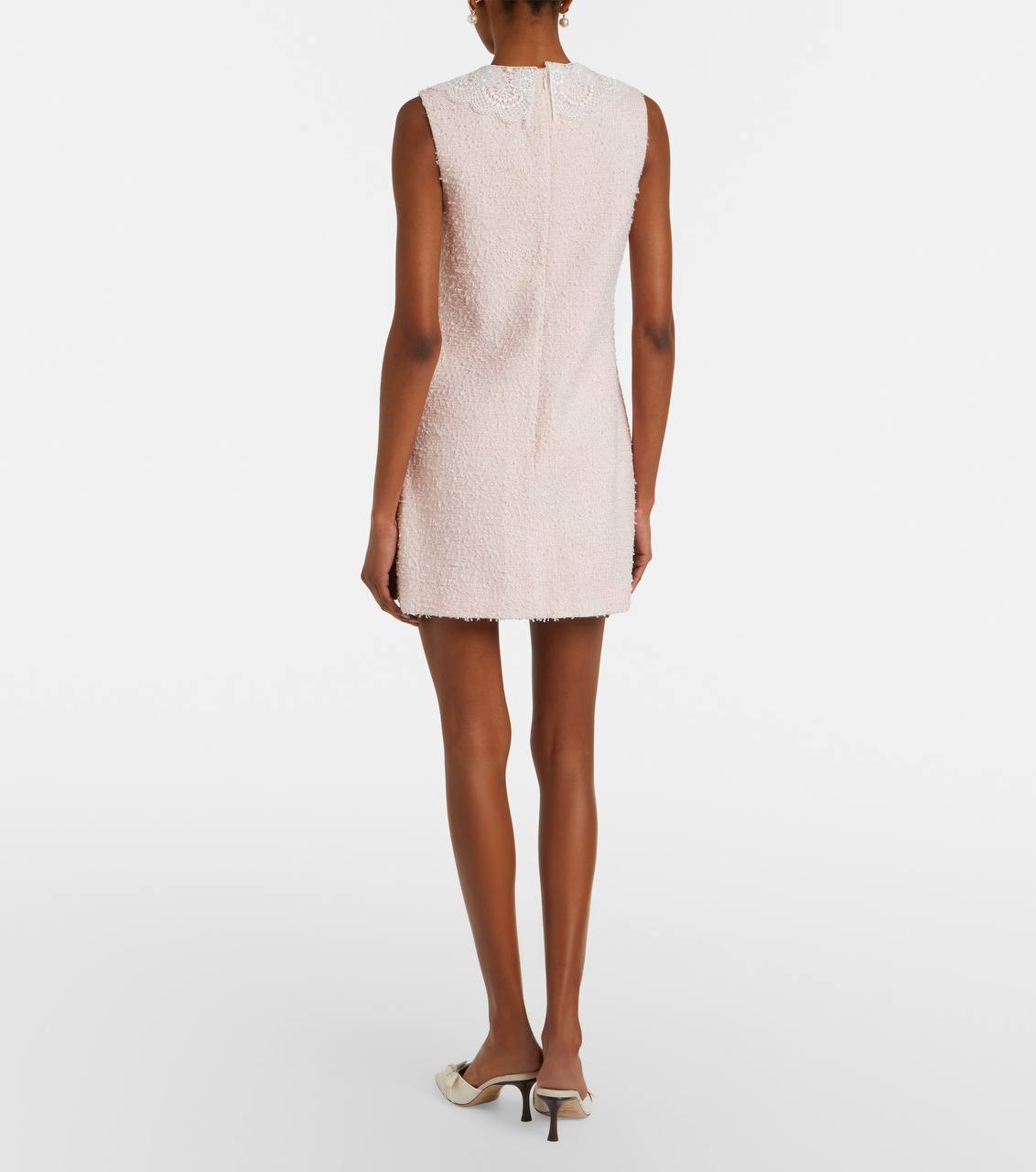 SP Pink Boucle Lace-Collar Mini Dress