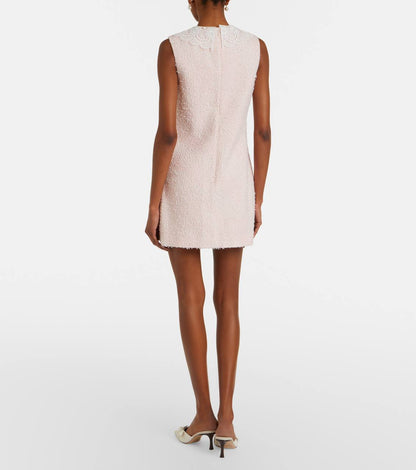 SP Pink Boucle Lace-Collar Mini Dress