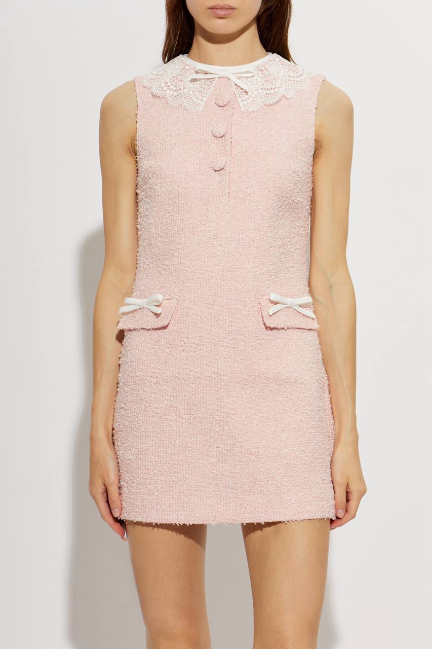 SP Pink Boucle Lace-Collar Mini Dress