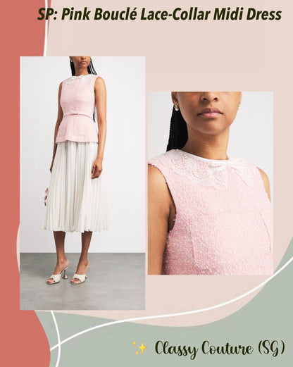 SP Pink Boucle Lace-Collar Midi Dress