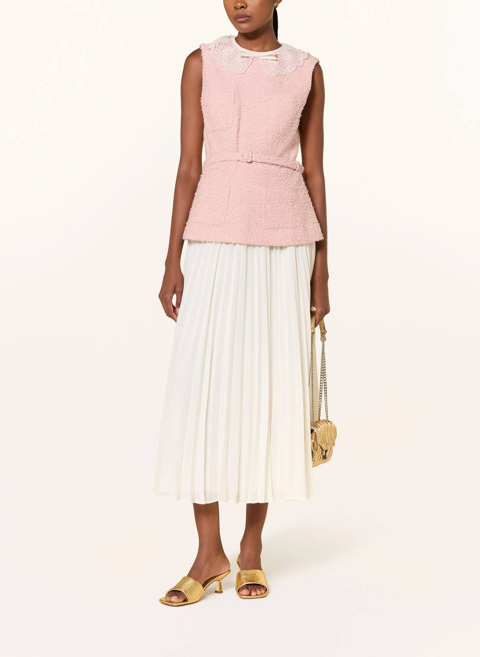 SP Pink Boucle Lace-Collar Midi Dress