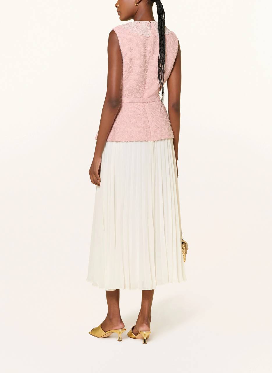 SP Pink Boucle Lace-Collar Midi Dress
