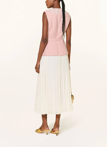 SP Pink Boucle Lace-Collar Midi Dress