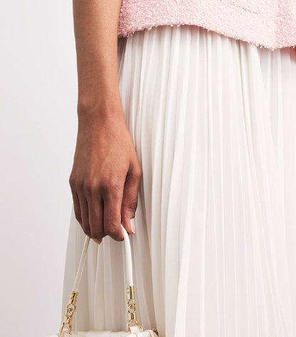SP Pink Boucle Lace-Collar Midi Dress