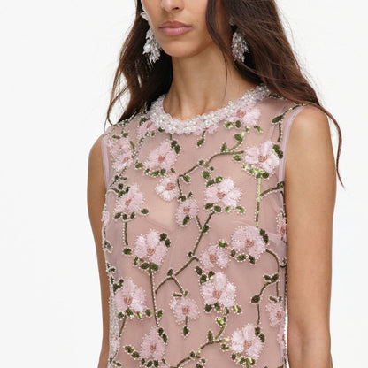 SP Pink Floral Sequin Embellished Mini Dress