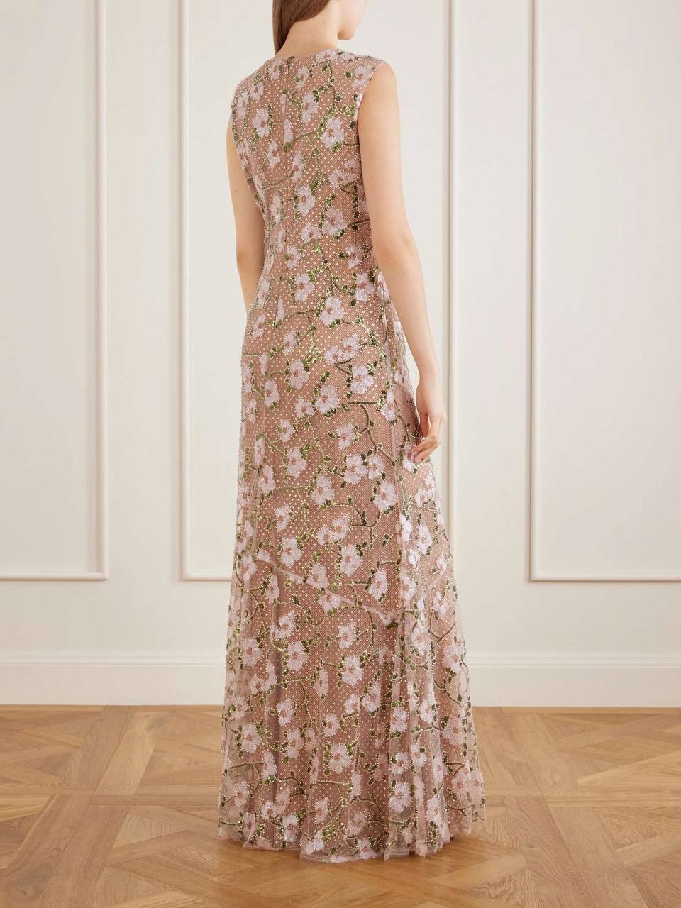 SP Pink Rhinestone Floral Sleeveless Maxi Dress