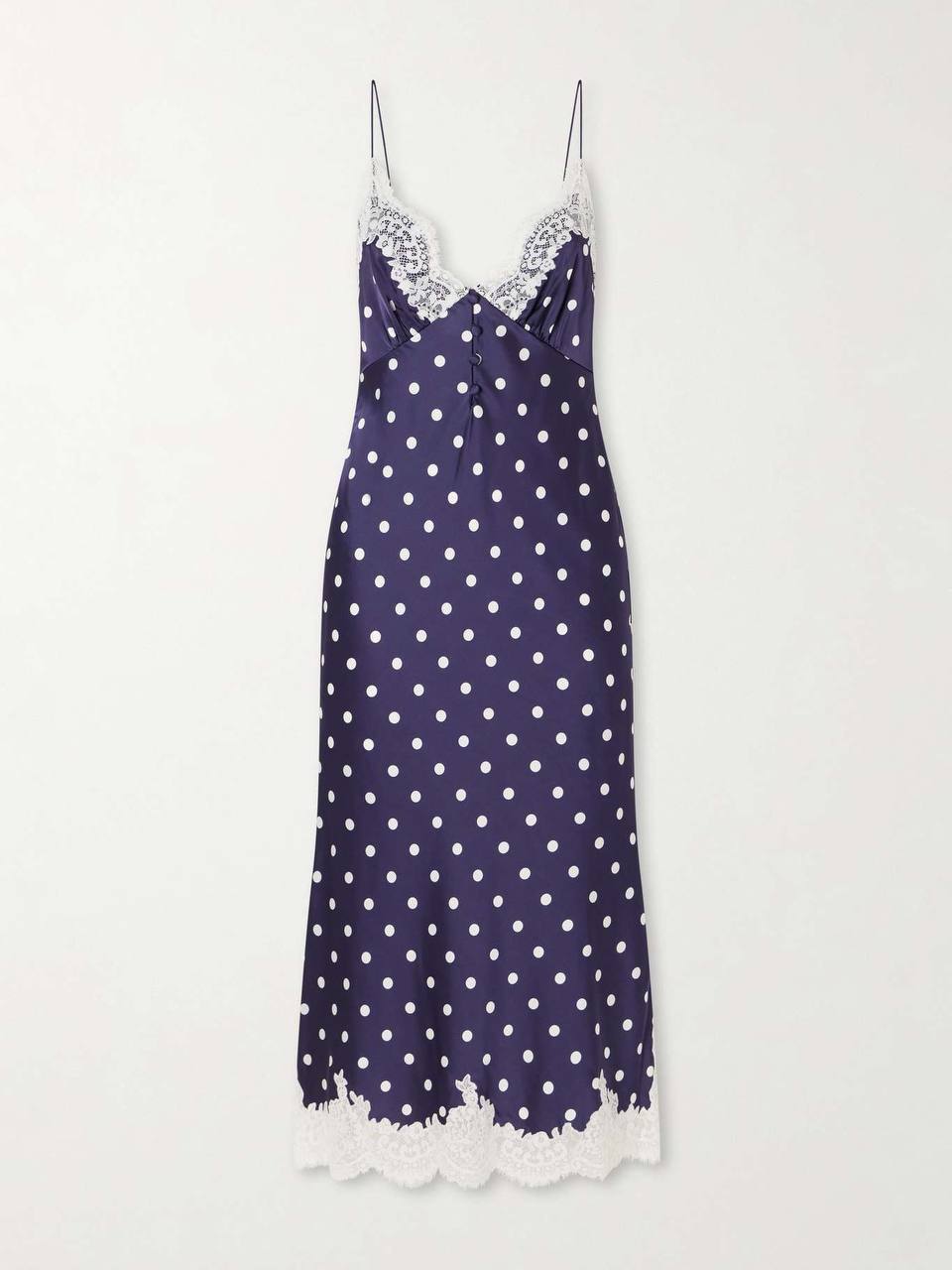 Navy Polka Dot Satin Dress