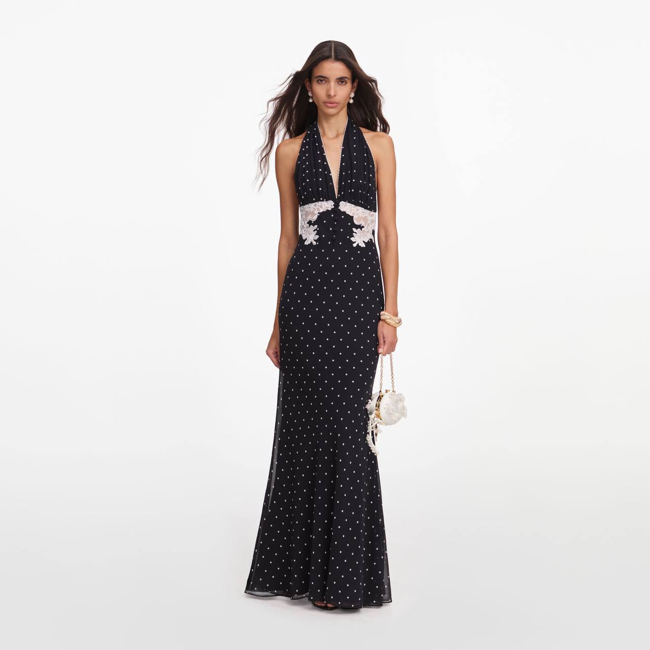 SP Black Polka Dot Halter Neck Midi Dress