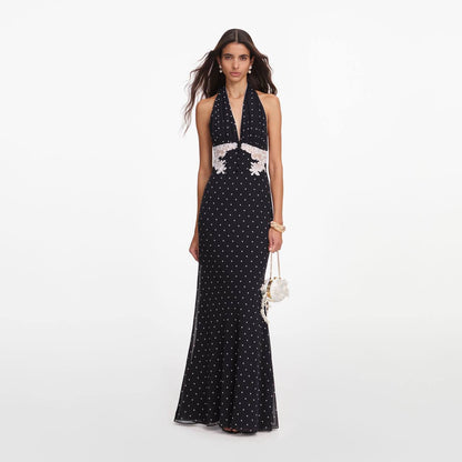 SP Black Polka Dot Halter Neck Midi Dress