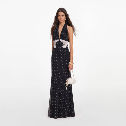 SP Black Polka Dot Halter Neck Midi Dress