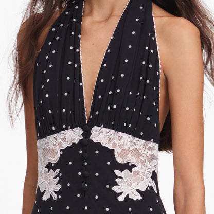 SP Black Polka Dot Halter Neck Midi Dress