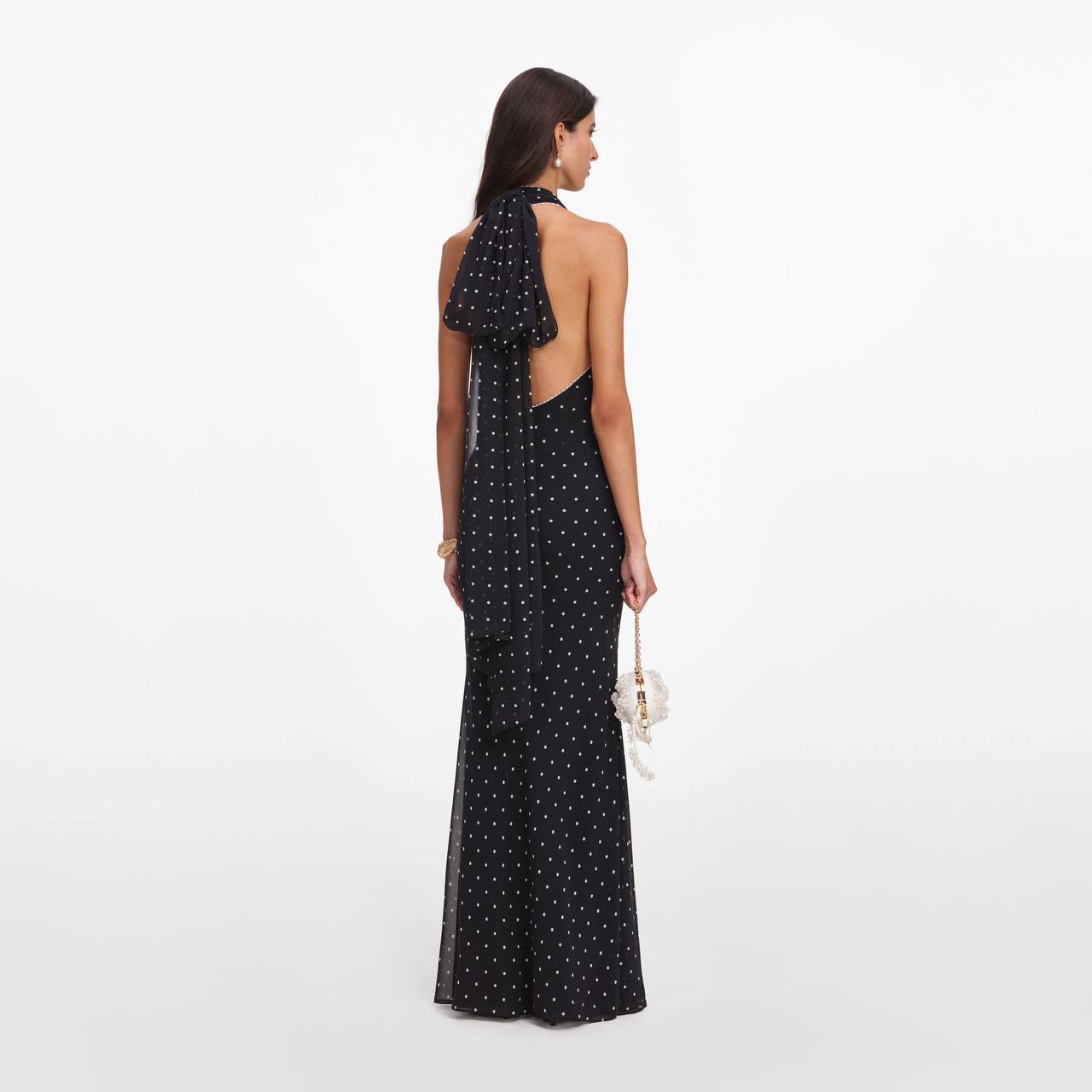SP Black Polka Dot Halter Neck Midi Dress
