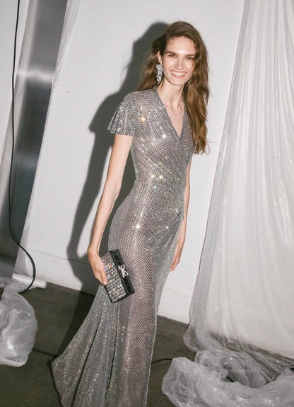 SP Silver Sequin Evening Gown