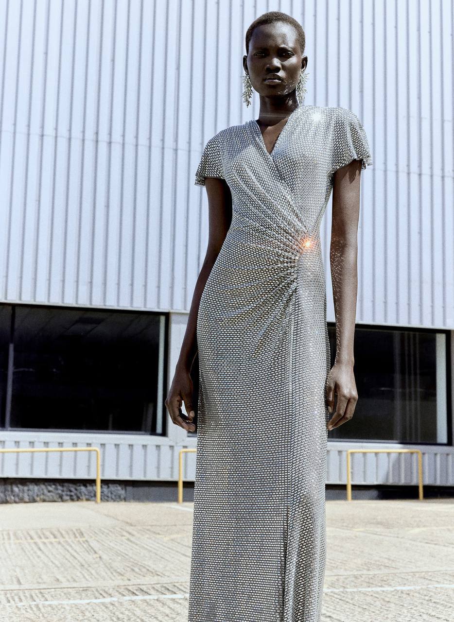 SP Silver Sequin Evening Gown