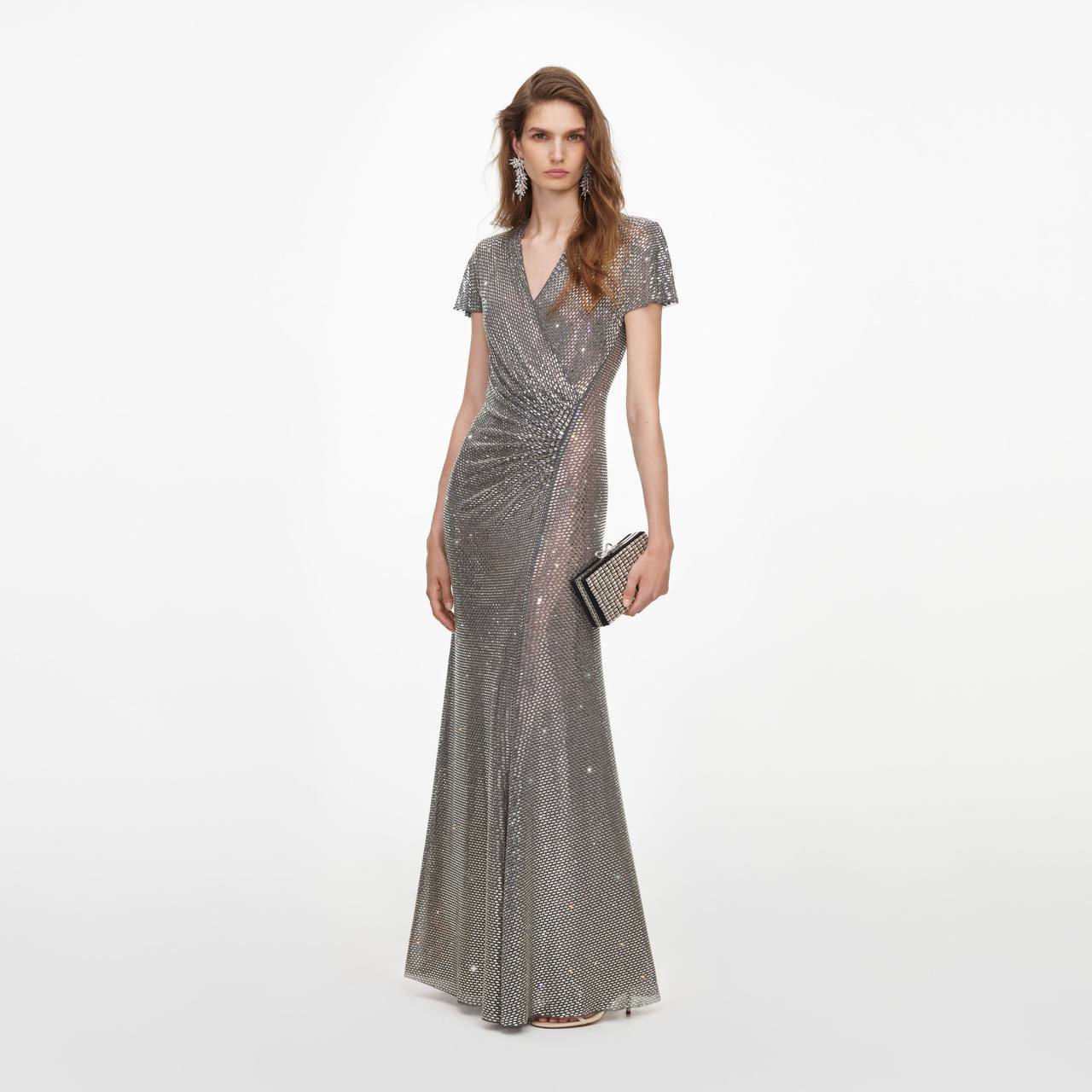 SP Silver Sequin Evening Gown